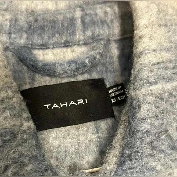 Tahari Staci Wool Blend Coat Shirt Jacket in Blue Plaid Women’s XS - Picture 3 of 7